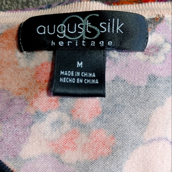 August Silk Floral Cardigan Sweater in Burgundy, Lavender, Gold, Brown & Black - Picture 3 of 3